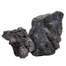 Load image into Gallery viewer, La Darwin Black Lava Stone è una pietra lavica nera corvino con elevata consistenza e porosità, perfetta per creare contrasto con il colore verde delle piante.
