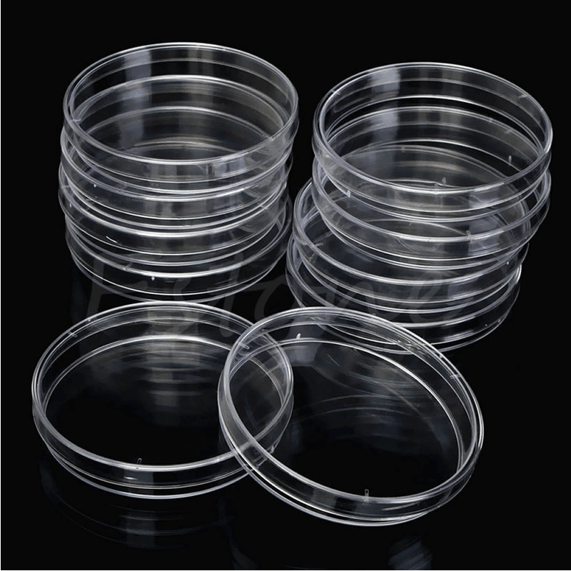 Dischi di petri in plastica trasparente diametro 94mm con coperchio. Ottimi come fonte d'acqua o luogo di deposizione per Dendrobates.